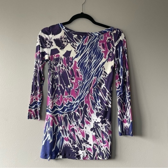 [4] Emilio Pucci Womens Purple & Blue Funky Pattern Long Sleeve 100% Viscose Top - Picture 5 of 11